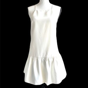 Evenuel white drop waist ruffle dress